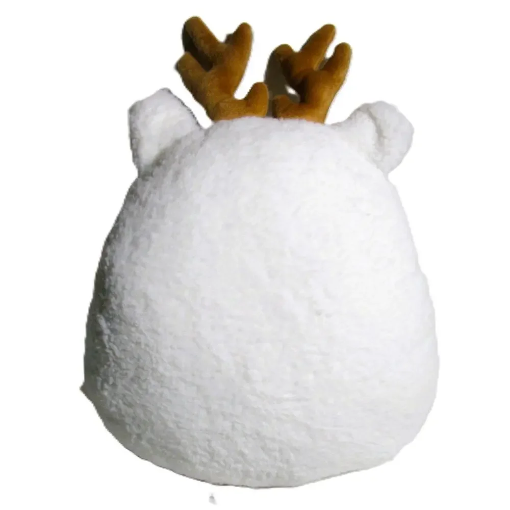Women Owned Plush Reindeer Accent Pillow White Tan Polyester 14.25 x 11.25 Inch